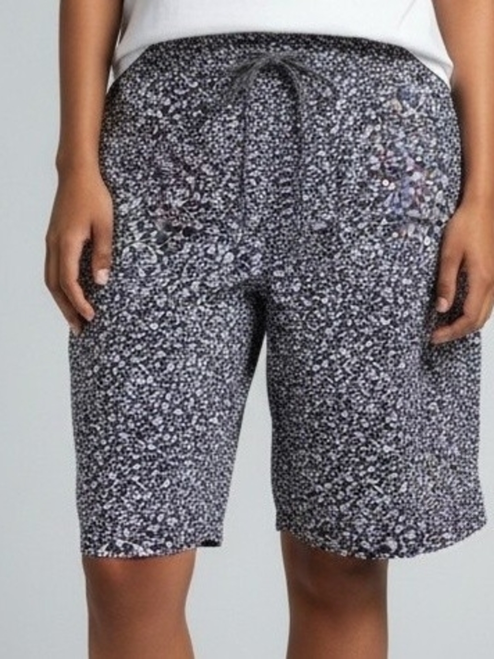 Casual BluevFloral Drawstring Bermuda Shorts